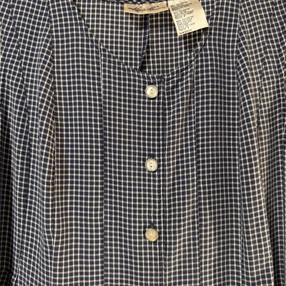 Vintage Blue Gingham Button-Front Sleeveless Midi Dress - Picture 3 of 4